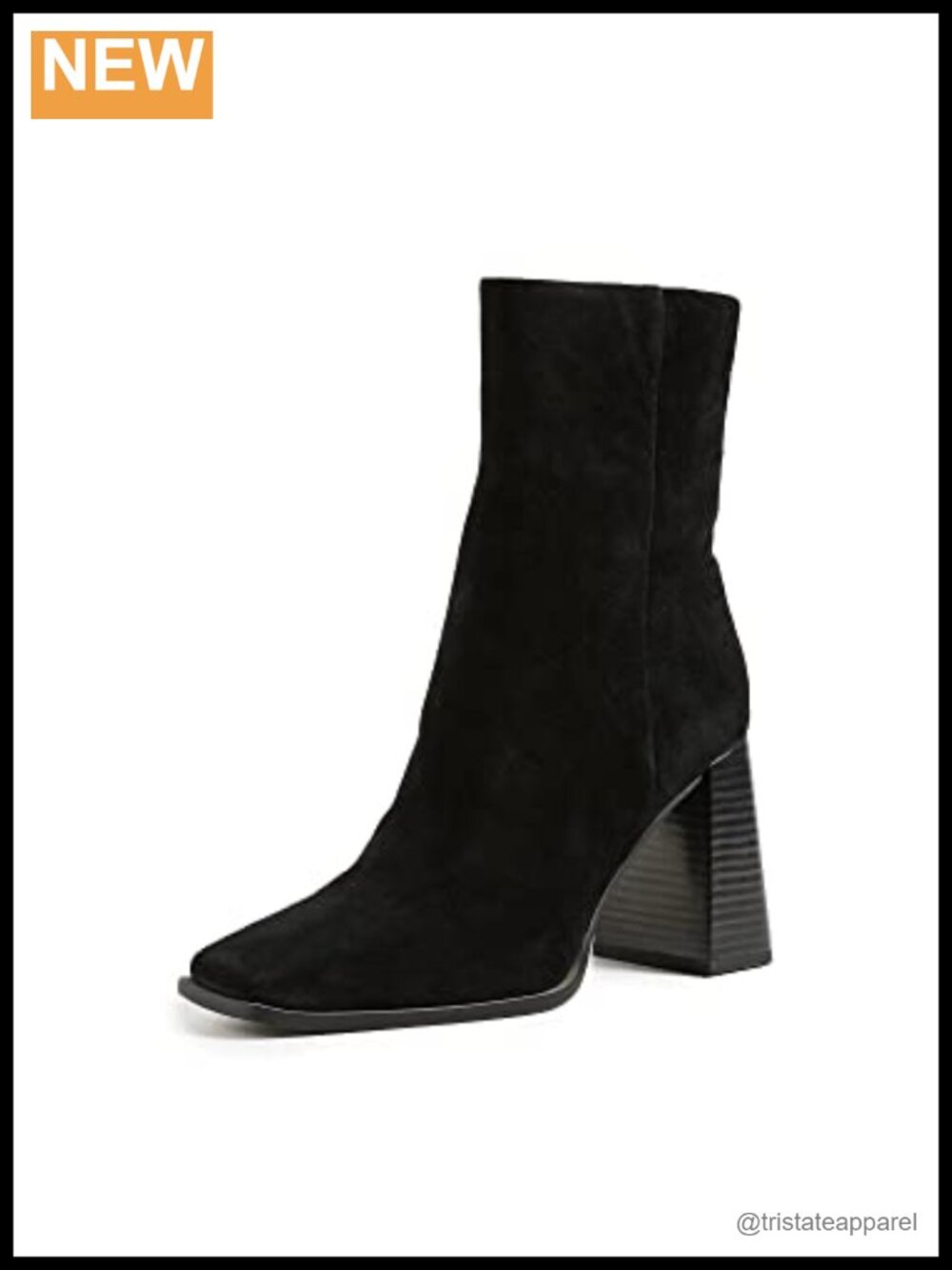 Sam Edelman Ivette Ankle Boots Square Toe Flare Heel Zip Suede